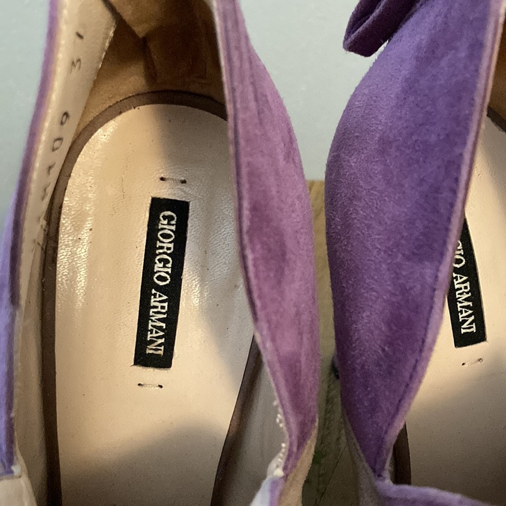 Giorgio Armani Purple x Tan High Heels Size 37 (US 6.5) - Picture 6 of 13